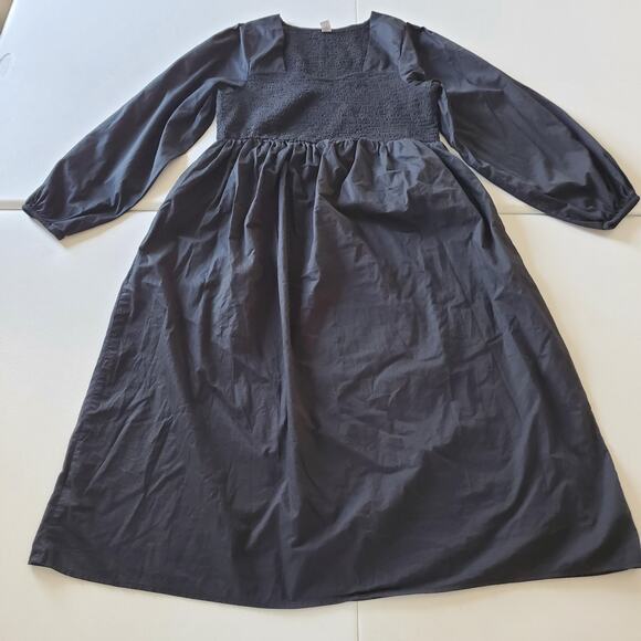 Old Navy Dress Womens XL Black Long Sleeve Smocked Whimsigoth Dark Romantic - Picture 1 of 9